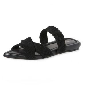 RAG & BONE Women Black Suede Braid Slides Sandals Flats Size 37.5 Size 7.5US New